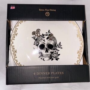 Halloween skull plate set gothic decor witch decor goth kitchen